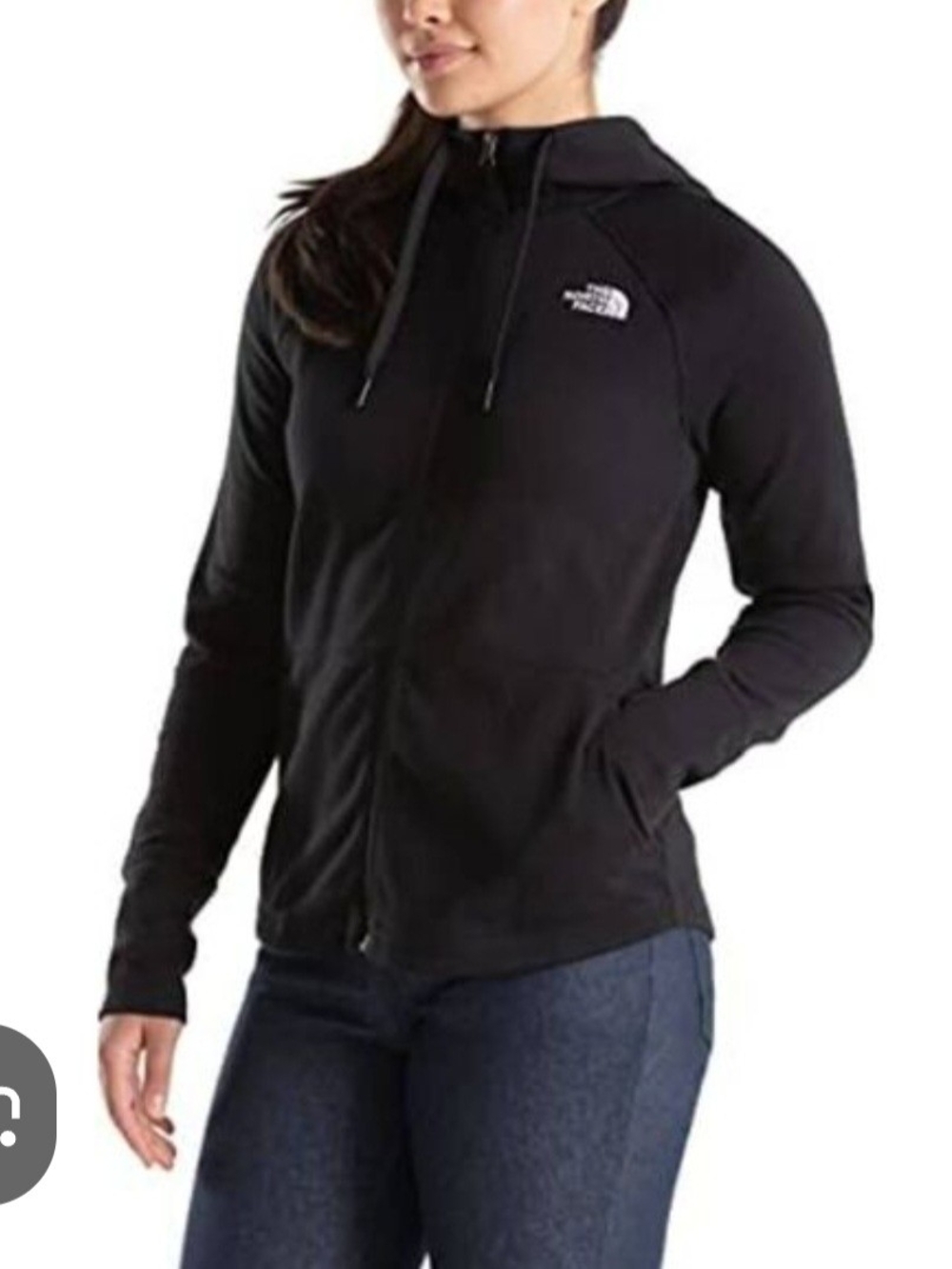 O The North Face Women's Black Zip-Up Hoodie with Logo Fitted Large